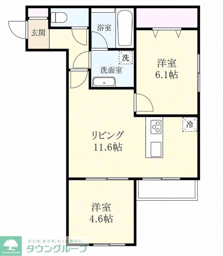 戸塚東1丁目D-ROOM計画(2LDK/1階)の間取り写真