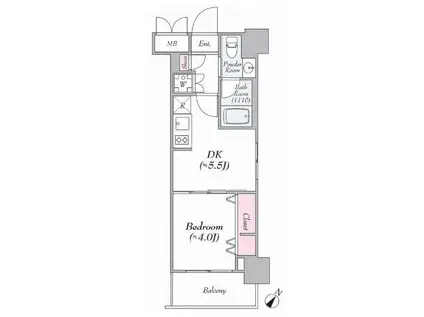 リアナスカイパーク押上(1DK/7階)の間取り写真