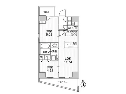 クレアティフ秋葉原(2LDK/8階)の間取り写真