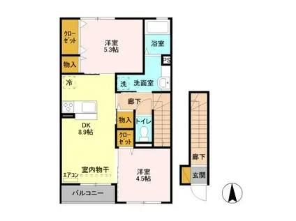 リーヴ ゴーシュ I(2DK/2階)の間取り写真