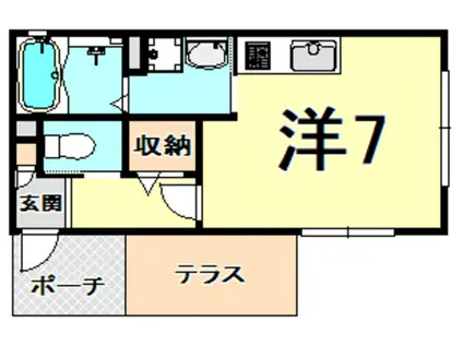 LA CASA DOLCE(ワンルーム/1階)の間取り写真