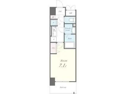 ベルヌーブラビ(1K/8階)の間取り写真