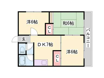 別所マンション(3K/3階)の間取り写真