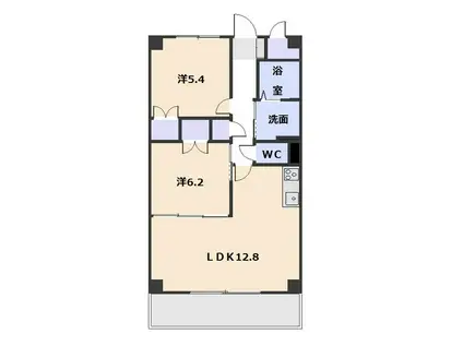 ヒルサイドガーデン(2LDK/2階)の間取り写真