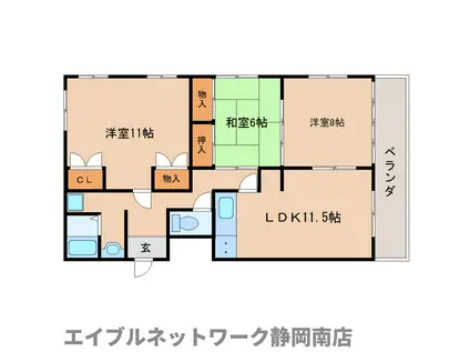 バーディハイツ(3LDK/1階)の間取り写真
