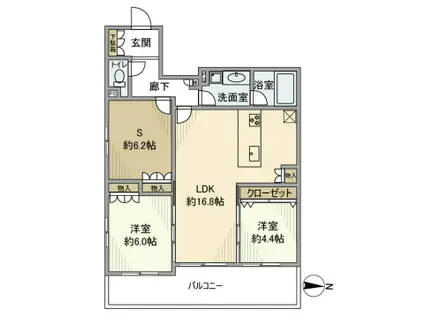 グランエスパス御所南(3LDK/3階)の間取り写真
