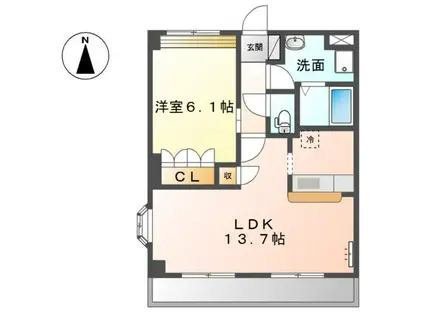 シトラス ユノス(1LDK/2階)の間取り写真