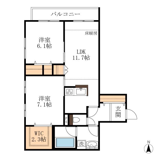 GRAND LUMIERE(2LDK/4階)の間取り写真