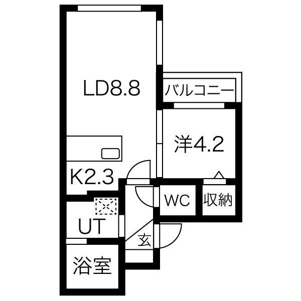 グランドライン(1LDK/4階)の間取り写真