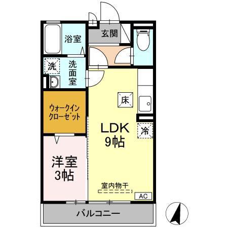 プレールルフラン(1LDK/1階)の間取り写真