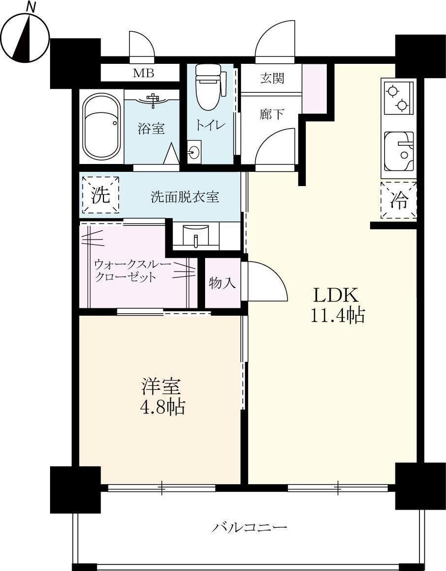 プレミアムタワー佐賀駅北(1LDK/3階)の間取り写真