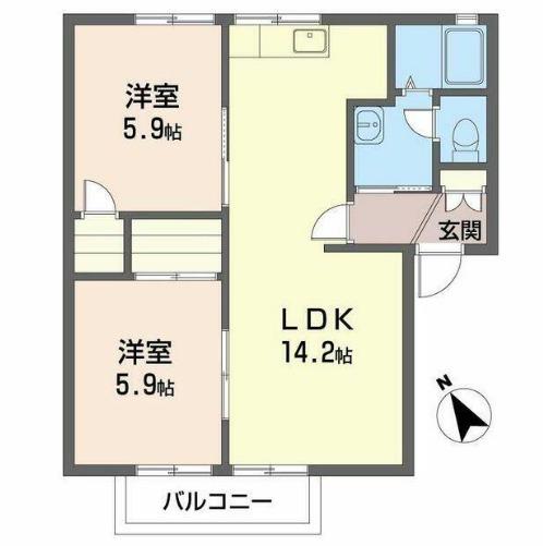 ダイアンサスK・II(2LDK/2階)の間取り写真