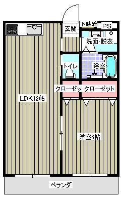 ファインコート(1LDK/4階)の間取り写真