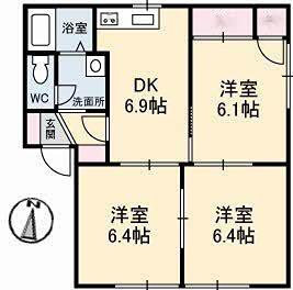 エステートK(3DK/1階)の間取り写真