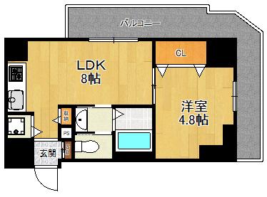 立花レジデンス(1LDK/4階)の間取り写真