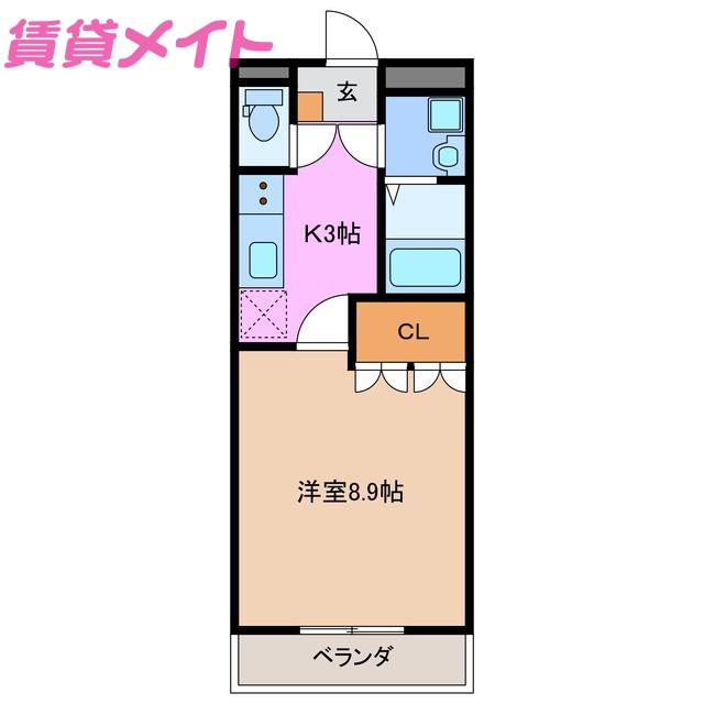 ラポール和田(1K/1階)の間取り写真