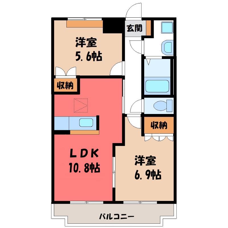 パルフェドルミナス(2LDK/1階)の間取り写真