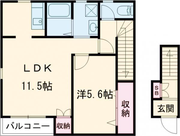 メゾン村川III(1LDK/2階)の間取り写真