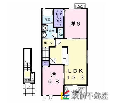 サニーヒルズ D(2LDK/2階)の間取り写真