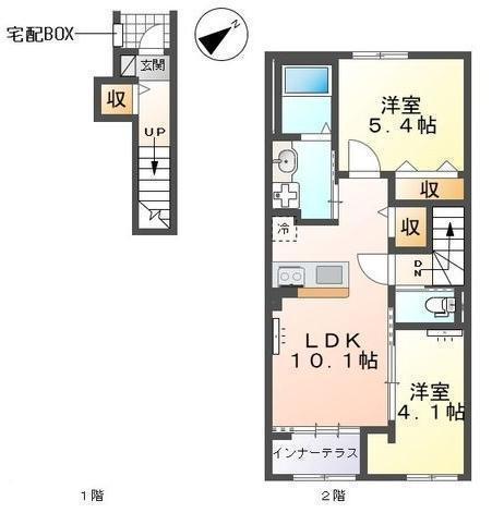 宮崎市大字島之内 (2LDK/2階)の間取り写真