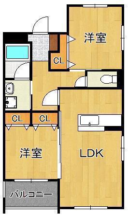 ロワール・イン柳原町(2LDK/3階)の間取り写真