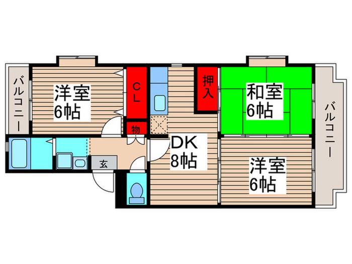 ガーデンタウン岡崎(3DK/4階)の間取り写真