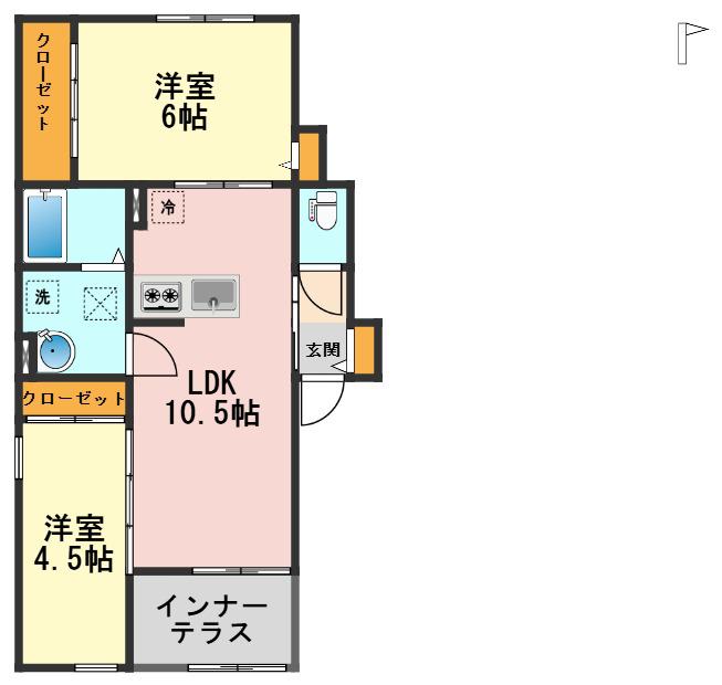 CIELO ZEN(2LDK/1階)の間取り写真