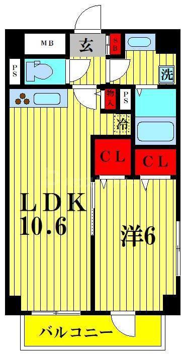 MAISON イースト ZERO(1LDK/7階)の間取り写真