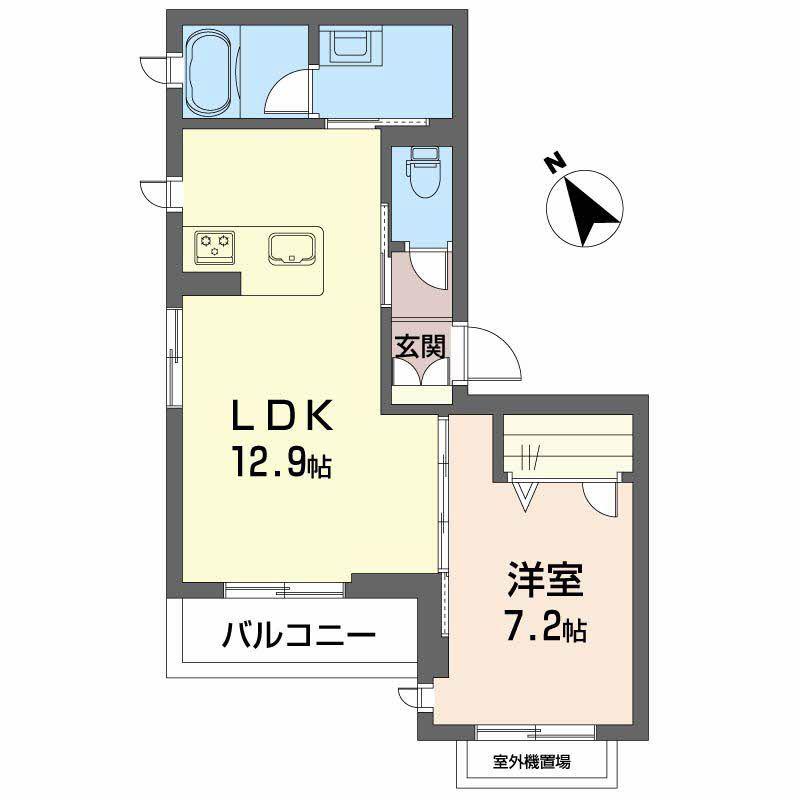 シャーメゾン アンビエラ(1LDK/2階)の間取り写真