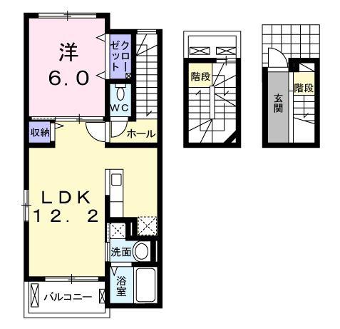パストラル レーンA(1LDK/3階)の間取り写真