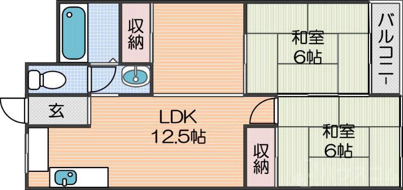 住之江コーポ(2LDK/2階)の間取り写真