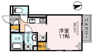 アヴェルラ京橋(ワンルーム/2階)の間取り写真