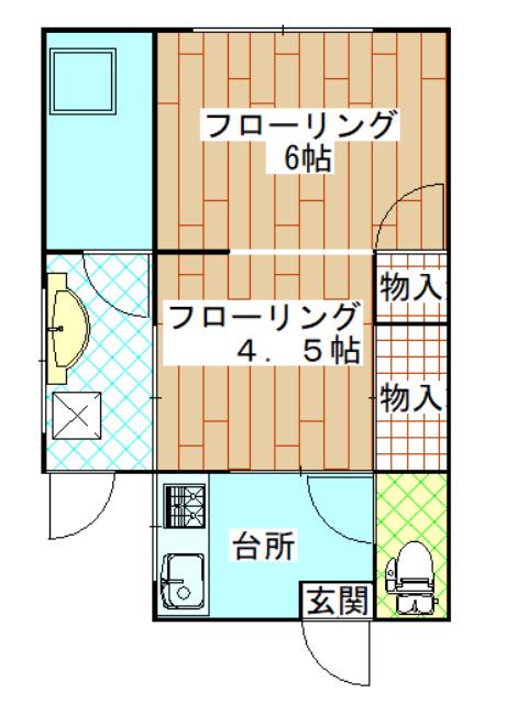 ゆたか荘(2K/1階)の間取り写真