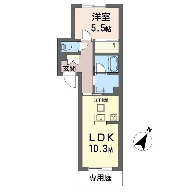 シャーメゾン イーストキャッスル(1LDK/1階)の間取り写真