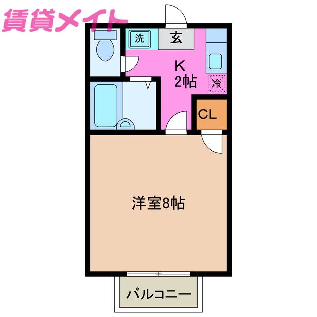 ジュネスドミール(1K/2階)の間取り写真