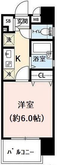 ヴィーダ日本橋イースト(1K/2階)の間取り写真