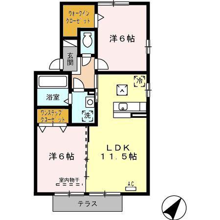 クレールメゾンC(2LDK/1階)の間取り写真