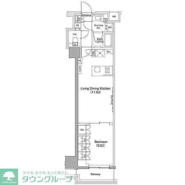 東急目黒線 不動前駅 徒歩6分 7階建 築4年(1LDK/2階)の間取り写真
