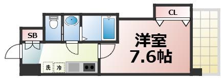 LUXE玉造I(1K/3階)の間取り写真