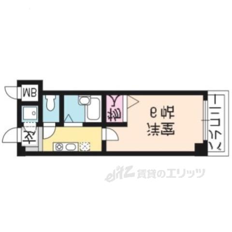 なかよしマンション四条大宮(1K/7階)の間取り写真