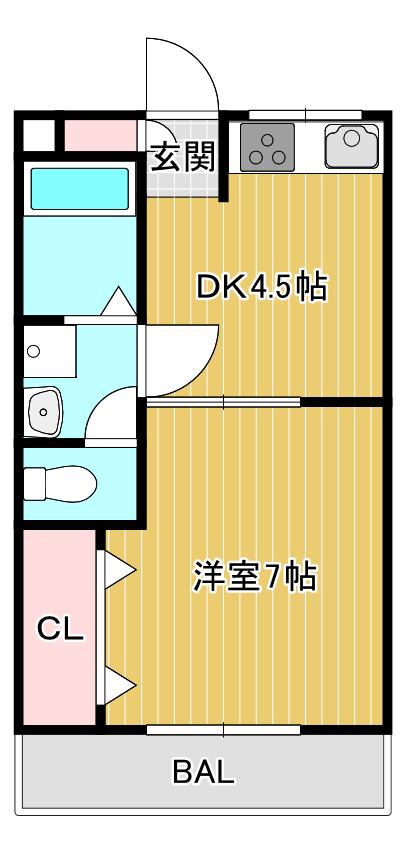 シティハイツヤマフジ(1DK/2階)の間取り写真