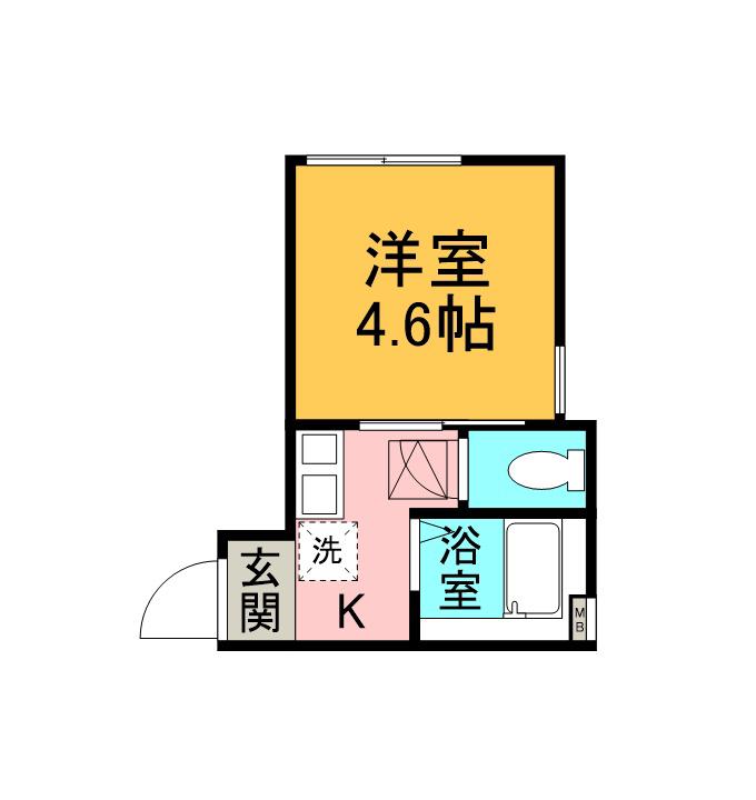 ヒルズ峰岡町B棟(1K/1階)の間取り写真