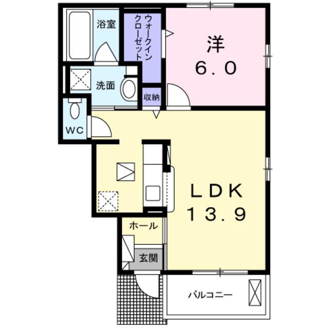 ドミールナンキイースト(1LDK/1階)の間取り写真