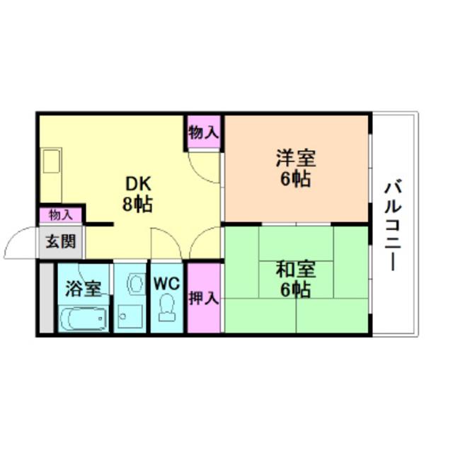 箕面フラワーハイツ(2DK/3階)の間取り写真