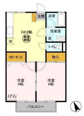ブライトハイツ(2DK/2階)の間取り写真