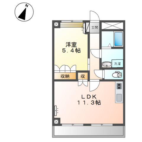 グランディール(1LDK/1階)の間取り写真