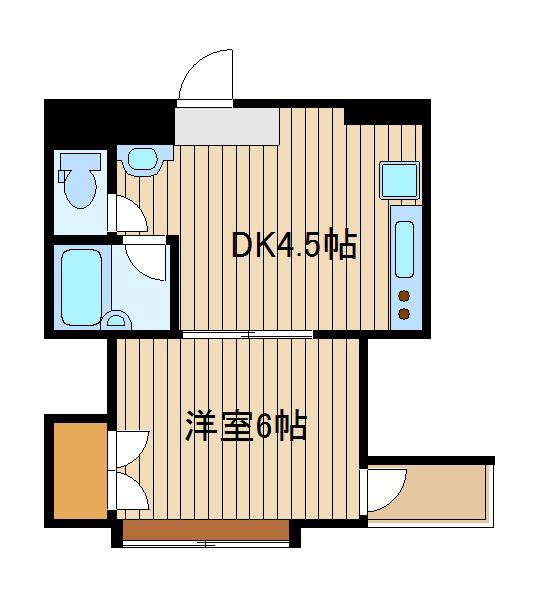 クレシェンド(1DK/3階)の間取り写真