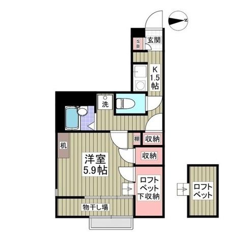 JR中央線 西八王子駅 バス乗車時間:8分 最寄りバス停で下車 徒歩4分 2階建 築17年(1K/2階)の間取り写真