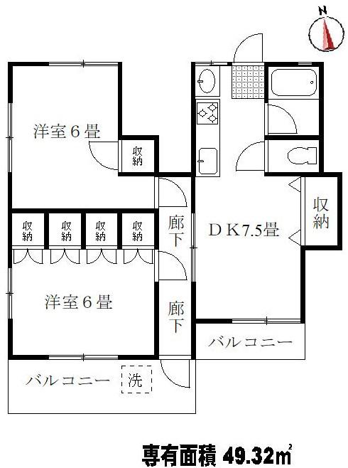 京王井の頭線 三鷹台駅 徒歩9分 2階建 築42年(2DK/2階)の間取り写真