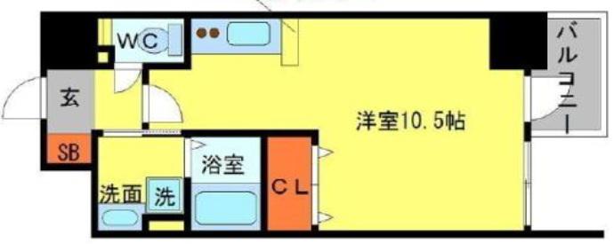 エグゼリエMINATODORI(ワンルーム/6階)の間取り写真